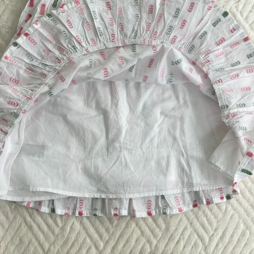 Janie and Jack Girls Size 6 White Textured Clip Dot Ruffle Dress